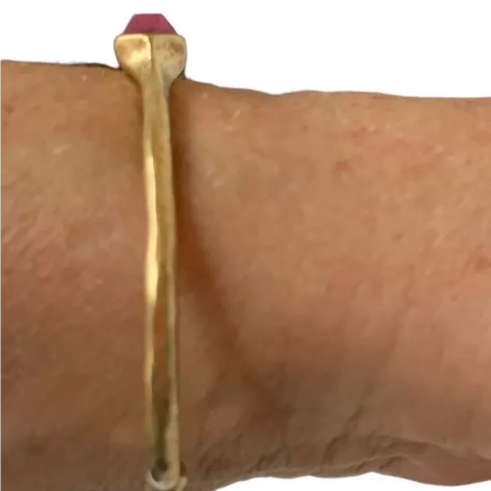 Lucky Brand Cuff Bracelet With Pink Amethyst Stone W/Gold Tone Hardware Vintage - Picture 3 of 4